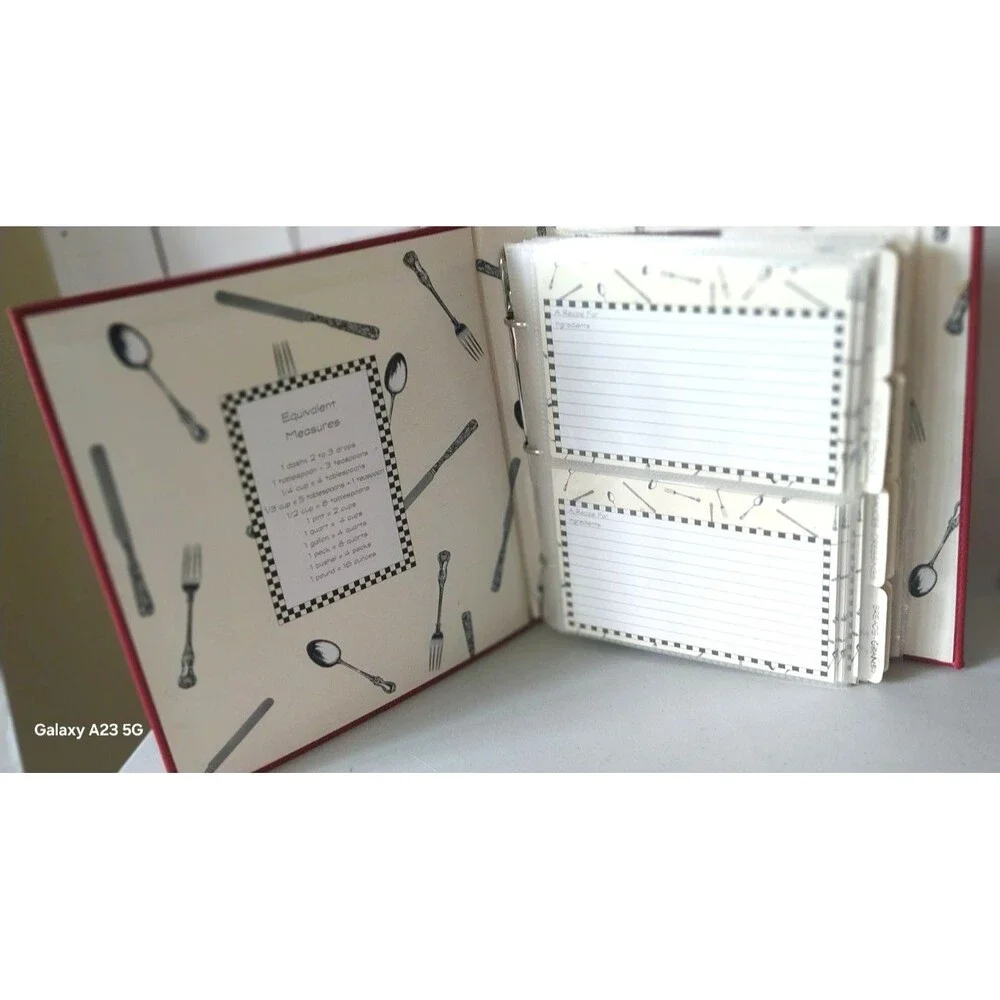 C.R. Gibson Deluxe Kitchen Binder Bon Appetit Red Leather 3 Ring Dividers